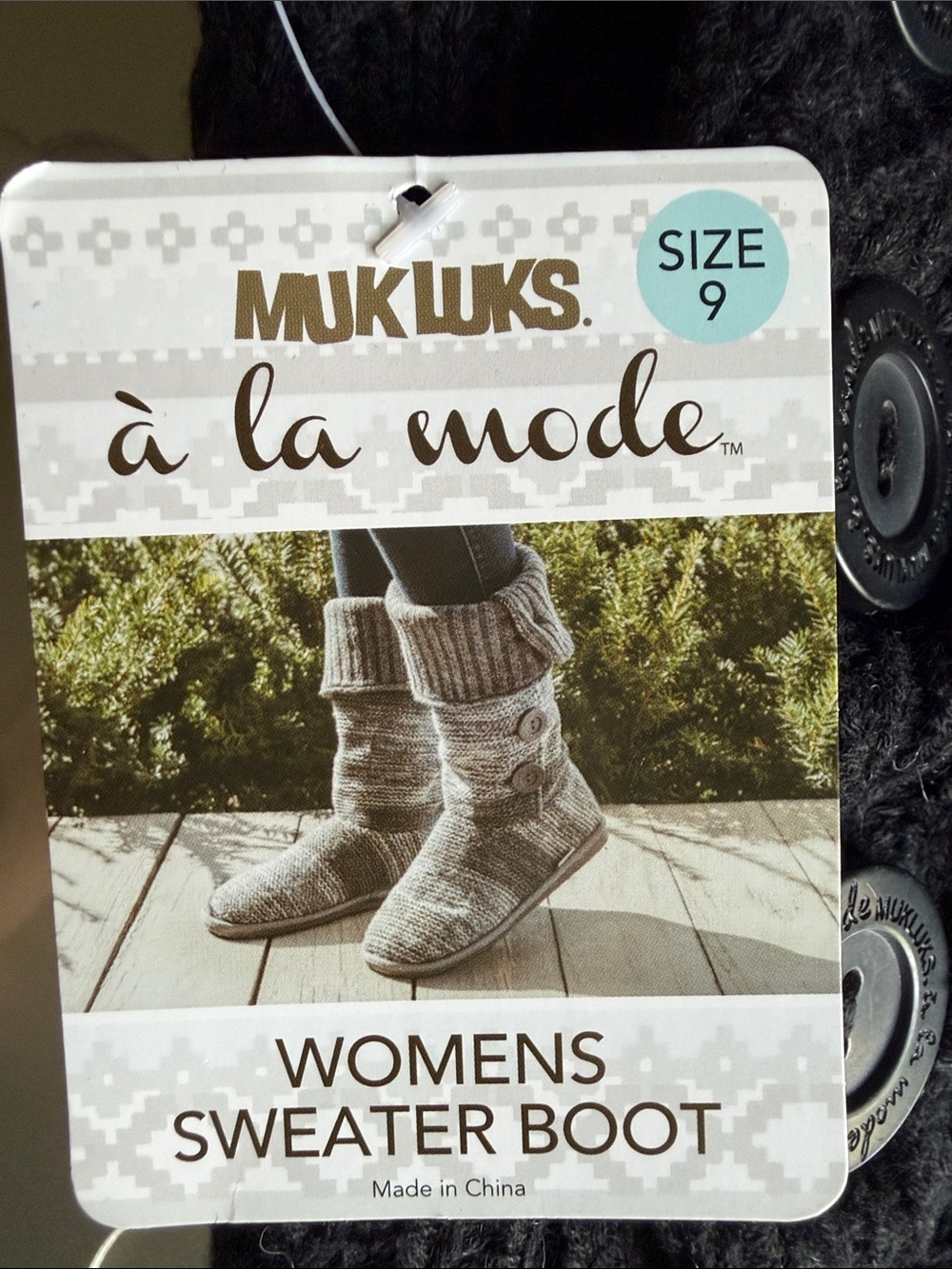 🆕 MUK LUKS À La Mode Sweater Boots Women’s Size 9 Black Knit High Slipper Boot - Picture 4 of 13